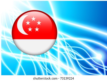 Botón Bandera de Singapur sobre fondo de luz abstracta Ilustración original