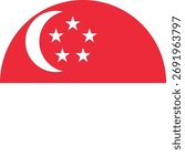 Singapore flag button round circle transparent PNG vector illustration