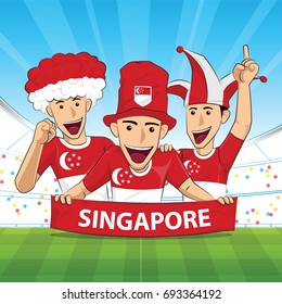 Singapore Flag. Cheer football support Vector illustration.