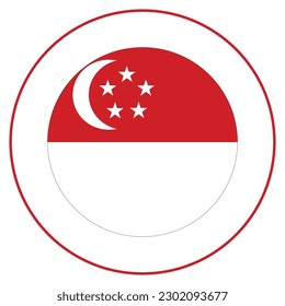 Singapore flag in circle. Flag of Singapore in circle 