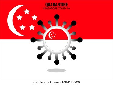 
Singapore flag with coronavirus graphics. Coronavirus symbol with a flag background. Design the Coronavirus 2019-nCov epidemic singapore concept.