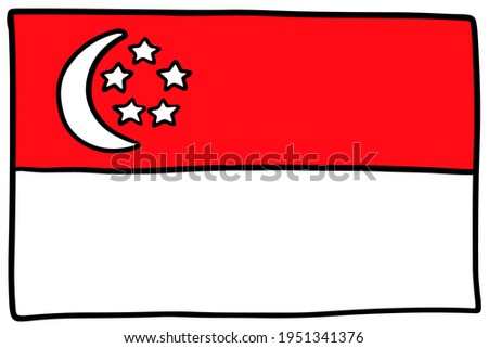 Singapore flag Doodle Hand drawing sketch simple vector illustration 