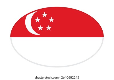 Singapore flag ellipse shaped. vector