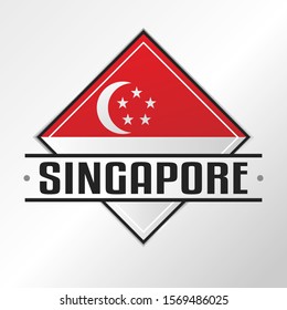Singapore Flag Emblema. Vector Design National. Illustration Country Symbol. Insignia Banner Logo.