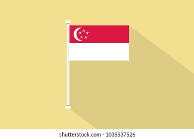Singapore Flag with flagpole,vector illustration