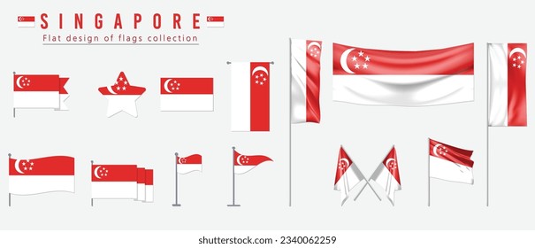 Singapore flag, flat design of flags collection