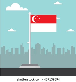 singapore flag flat design vector illustration