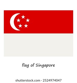 Bandera de Singapur en un estilo plano, aislado en un fondo blanco. el símbolo oficial del estado de Singapur. Ilustración vectorial de valores. EPS 10.