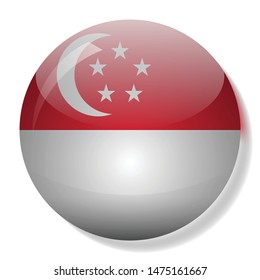 Singapore flag glass button vector illustration