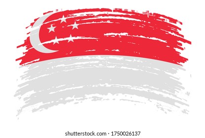 Singapore flag in grunge brush stroke, vector image