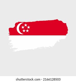 Singapur-Flagge mit Grunge-Textur. Vektorgrafik der Flagge Singapurs mit Pinsel mit Grunge-Effekt und Wasserfarbenstrich. Alles Gute zum Unabhängigkeitstag!
