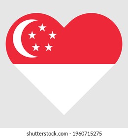 Singapore Flag Heart Icon. Vector Illustration Isolated On Gray Background
