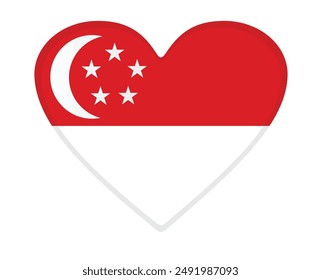 Singapore flag heart shaped. vector