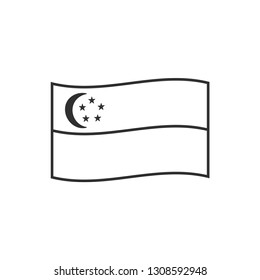 Singapore flag icon in black outline flat design. Independence day or National day holiday concept.