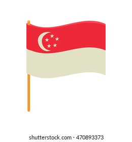 Singapore flag icon in cartoon style isolated on white background. State symbol
