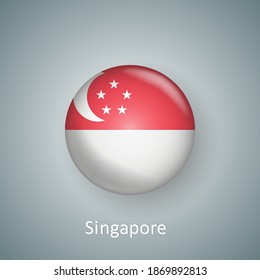 Singapore flag icon circle 3d gradient isolated