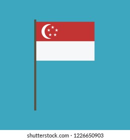 Singapore flag icon in flat design. Independence day or National day holiday concept.