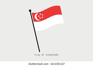 Singapore flag icon illustration , waving flag of Singapore vector