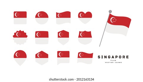 singapore flag icon set vector illustration