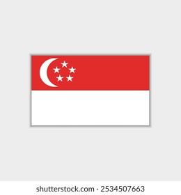 Singapore flag. Flag of Singapore. Flag icon. Standard color. Standard size. A rectangular flag. Computer illustration. Digital illustration. Vector illustration.
