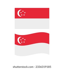 Diseño de vectores de iconos de bandera de Singapur.