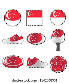 Singapore flag icons set of different colors of the Singapore flag