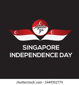 Singapore flag independence day vector illustration