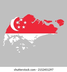 Singapore Flag Inside Map Borders Vector Illustration 