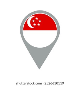 singapore flag location pin, flag application, Flag on Location Pin, graphic design, map pointer, vector illustration.