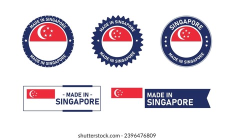 Singapore flag, Made in Singapore. Tag, Seal, Stamp, Flag, Icon vector