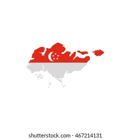 Singapore flag map icon in flat style on a white background