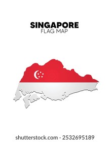 Mapa da bandeira de Singapura na ilustração do vetor isolado branco
