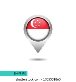 Singapore Flag Map Pin Vector Design Template