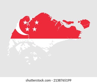 Singapore Flag Map Map Republic Singapore Stock Vector (Royalty Free ...