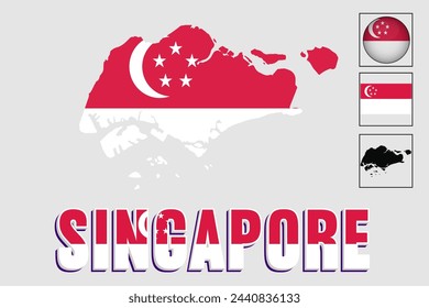 Singapur Flagge und Karte in einer Vektorgrafik