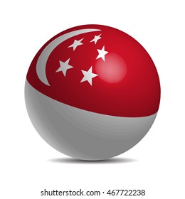 Singapore flag on a 3d ball with shadow, vector illustration