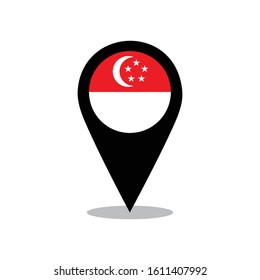 Singapore Flag On The Map Pin. Vector Of Singapore Flag.