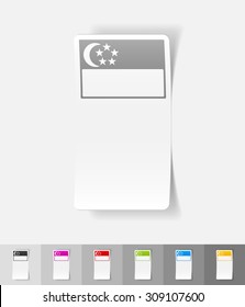 singapore flag paper sticker with shadow. Vector illustration