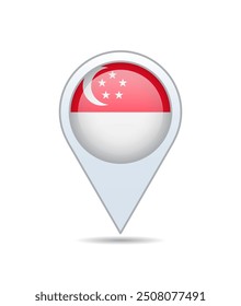 Singapore - flag pin for map. Vector illustration.