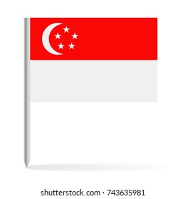 Singapore Flag Pin Vector Icon - Illustration