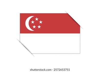 Singapore flag - rectangle colorful flag representing a country cultural identity and heritage. The essence of national pride and unity. Attached by the corners in a paper album