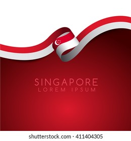 Singapore Flag Ribbon : Vector Illustration