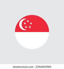 Singapore flag round icon, badge or button. National symbol of Singapore. Vector illustration.