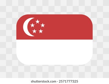 Singapore flag - rounded rectangle colorful flag representing a country cultural identity and heritage. The essence of national pride and unity. Vector flag on transparent background.