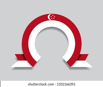 Singapore flag rounded ribbon abstract background. Vector illustration.