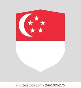 Singapore Flag in Shield Shape