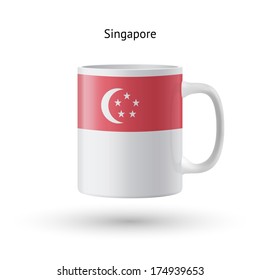 Singapore flag souvenir mug isolated on white background. Vector illustration.