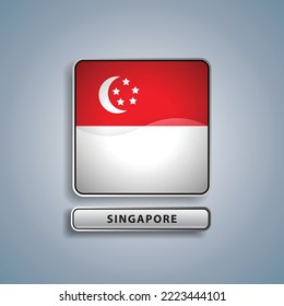 Singapore flag square button vector illustration