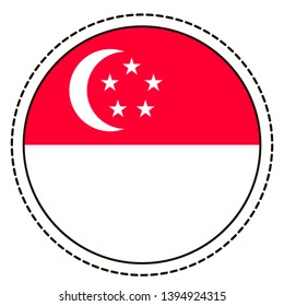 Singapore flag sticker on white background. Vintage vector seal quality badge. Template design element. National day. Travel sign.