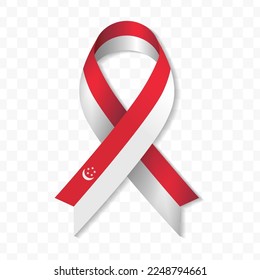 Singapore flag stripe ribbon vector illustration on a transparent background vector image (PNG).